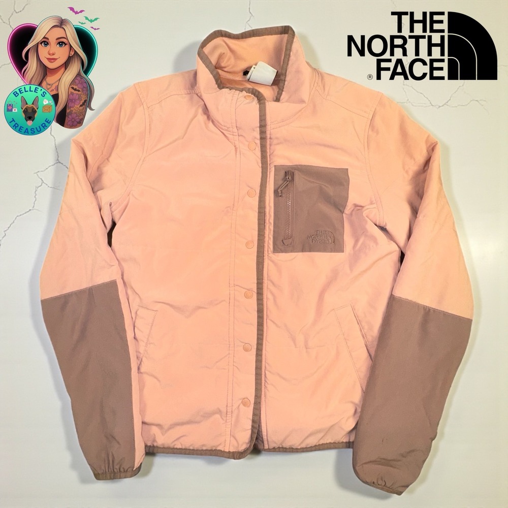The North Face Womens Small Rose Pink Snap-Front Mountain Sweatshirt Jacket Coat